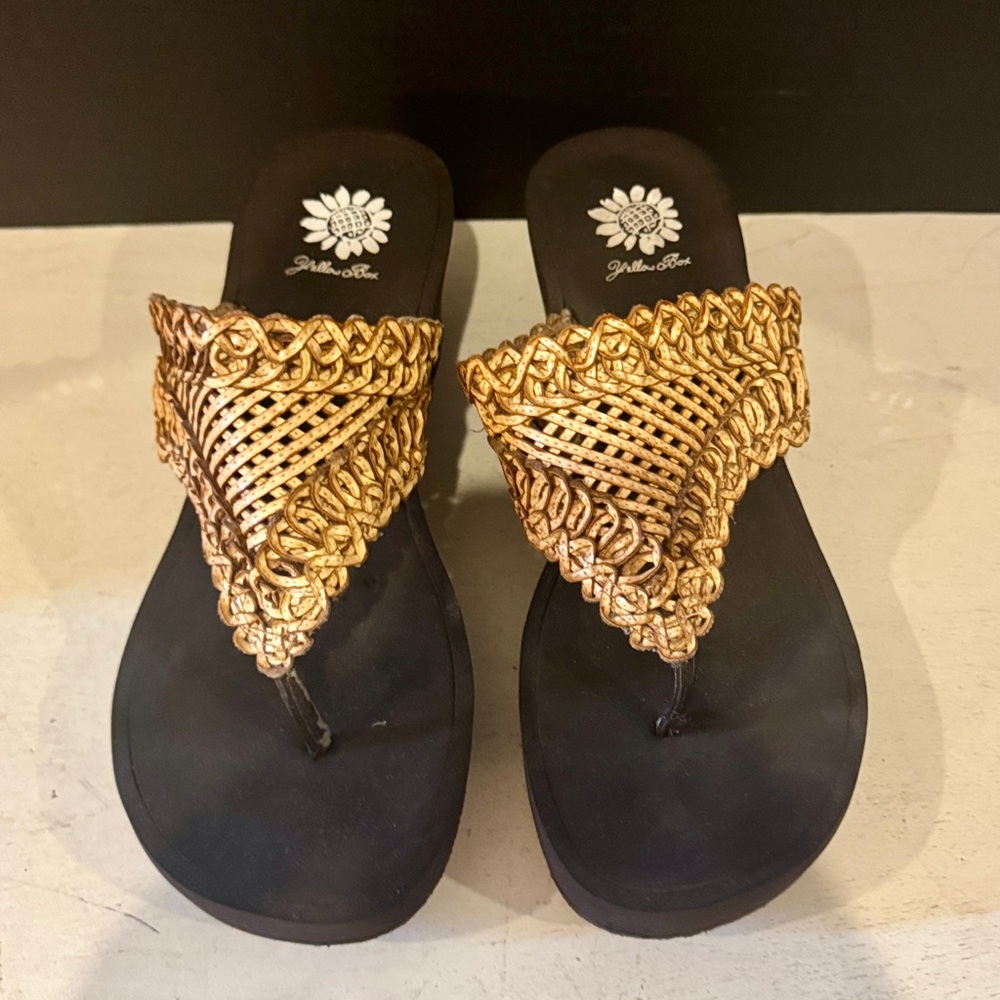 Yellow Box Gold Woven Sandals